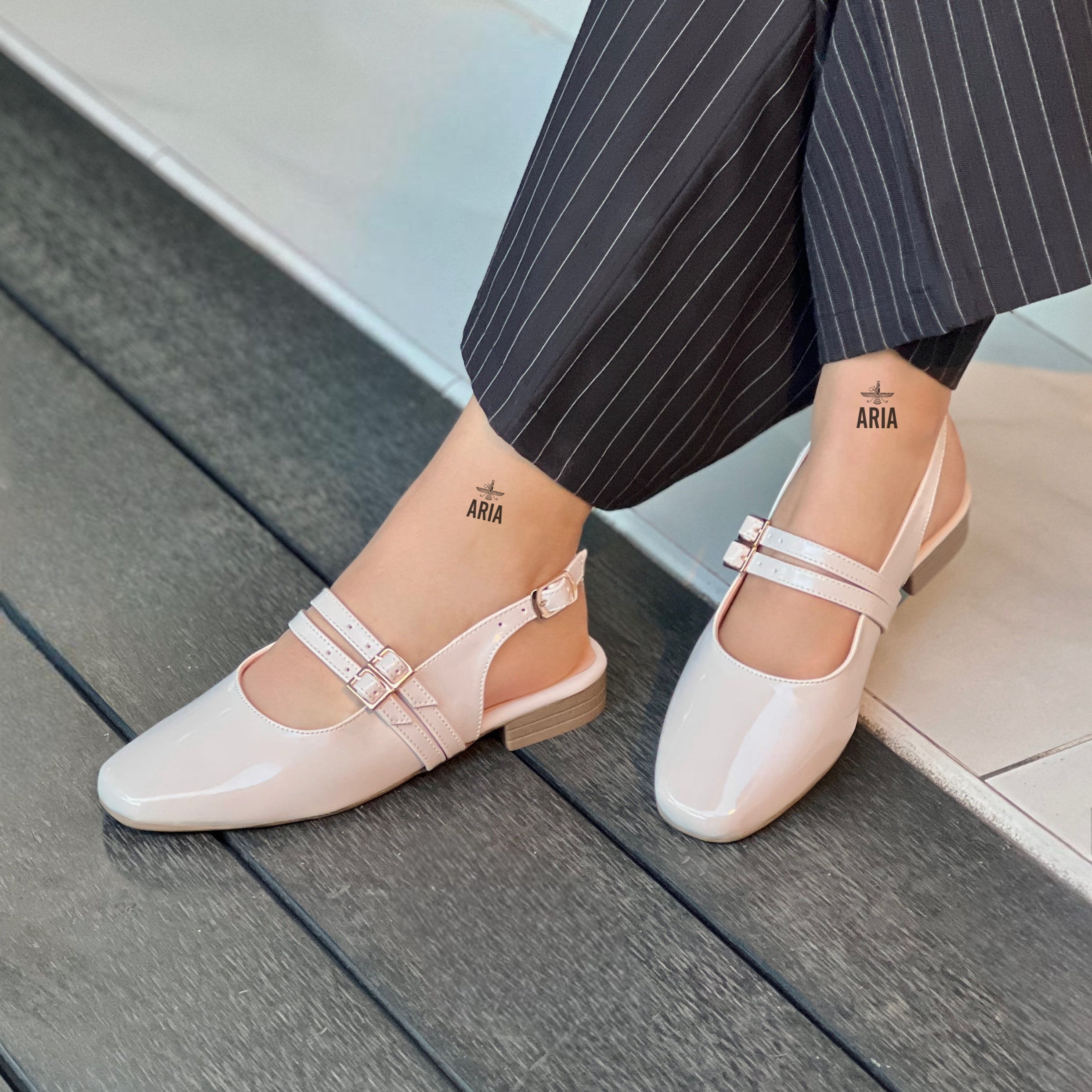 Flat Leila Hueso Charol