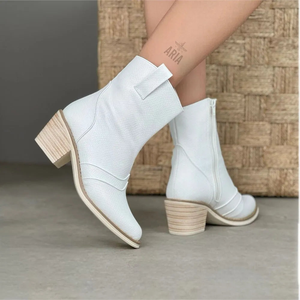 BOTIN HOUSTON BLANCO GRABADO