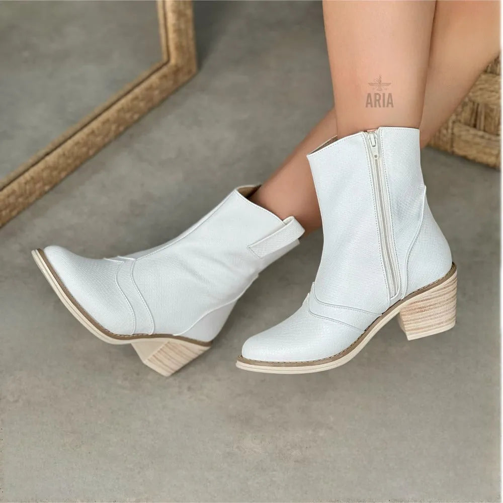 BOTIN HOUSTON BLANCO GRABADO