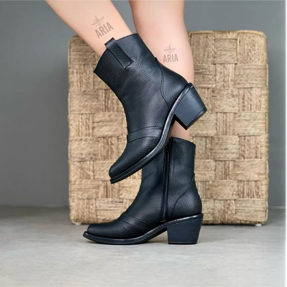 BOTIN HOUSTON NEGRO GRABADO