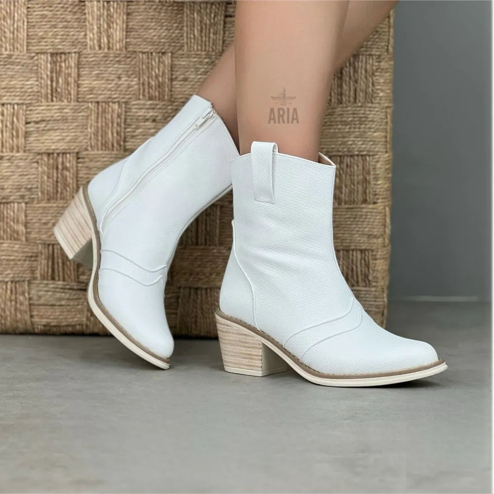 BOTIN HOUSTON BLANCO GRABADO