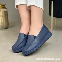 Mocasín Mérida Azul Cuero
