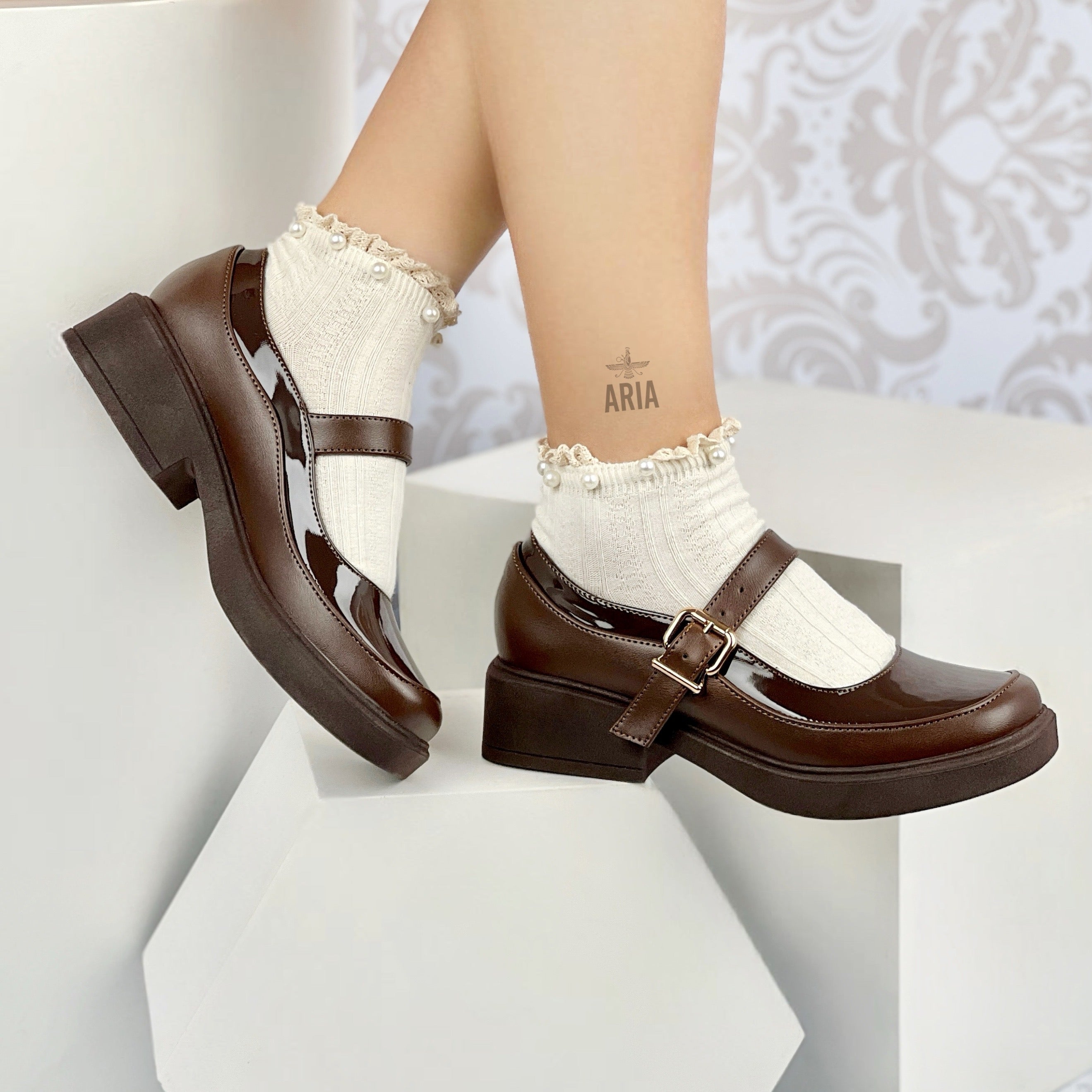 Mocasin Nina Café Mate Charol