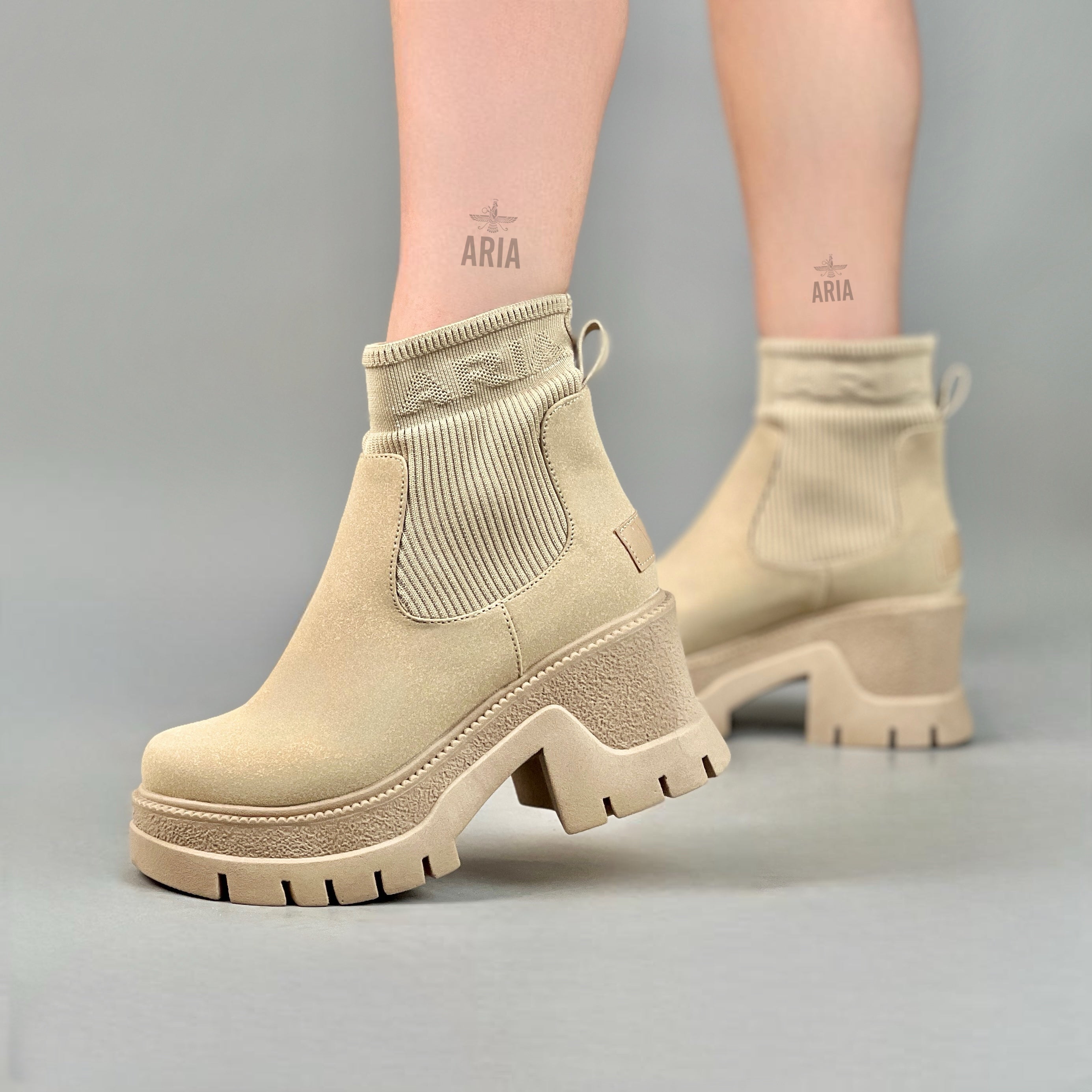 Botín Madison Beige Gamuza