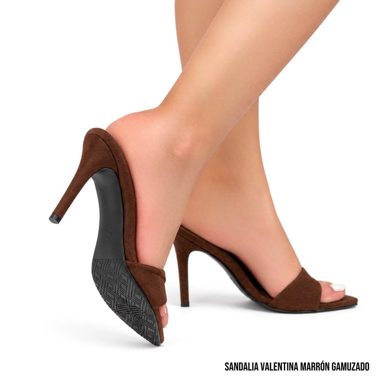 Stiletto Valentina Marrón Gamuzado