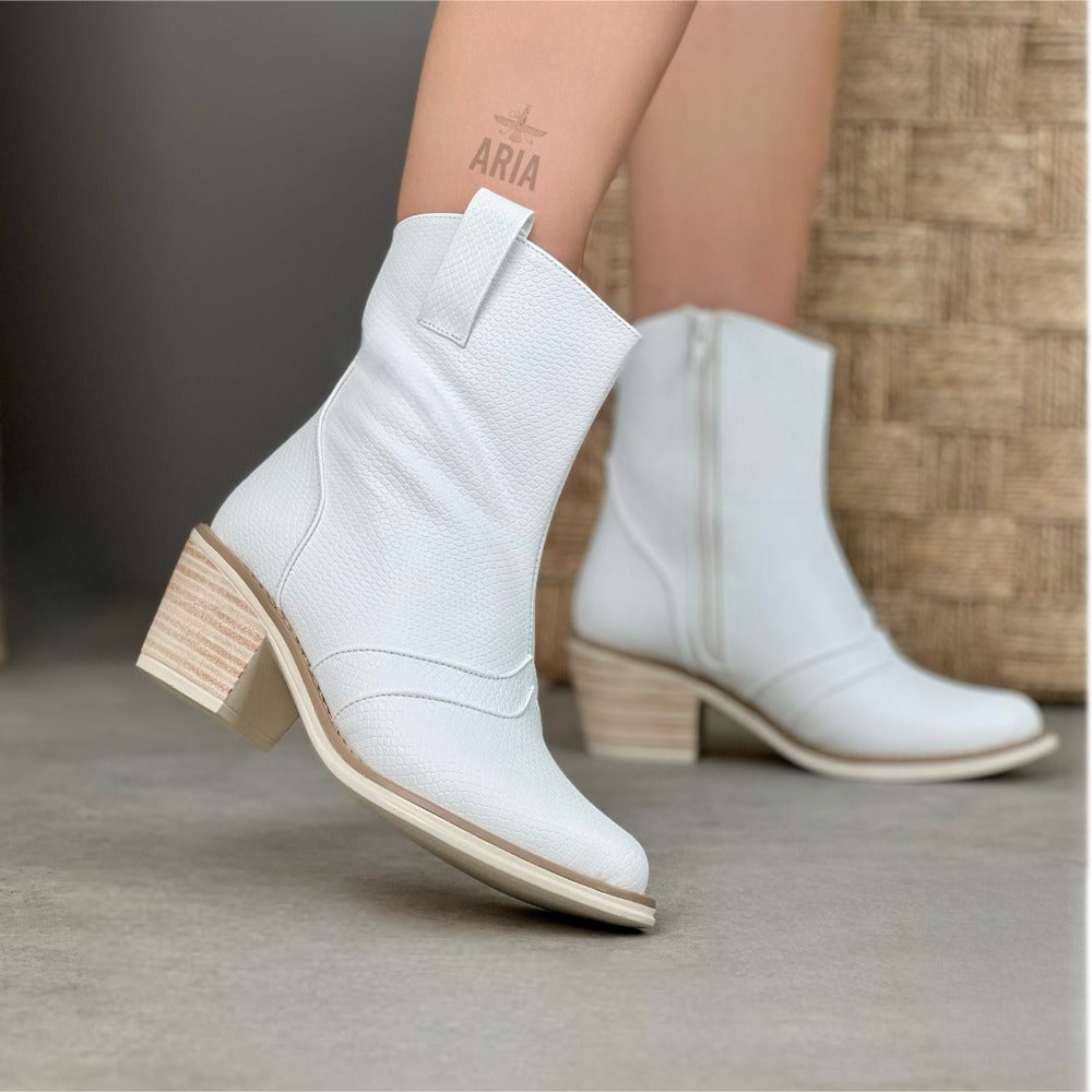 BOTIN HOUSTON BLANCO GRABADO