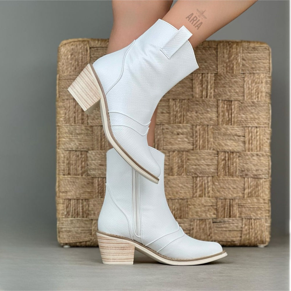 BOTIN HOUSTON BLANCO GRABADO