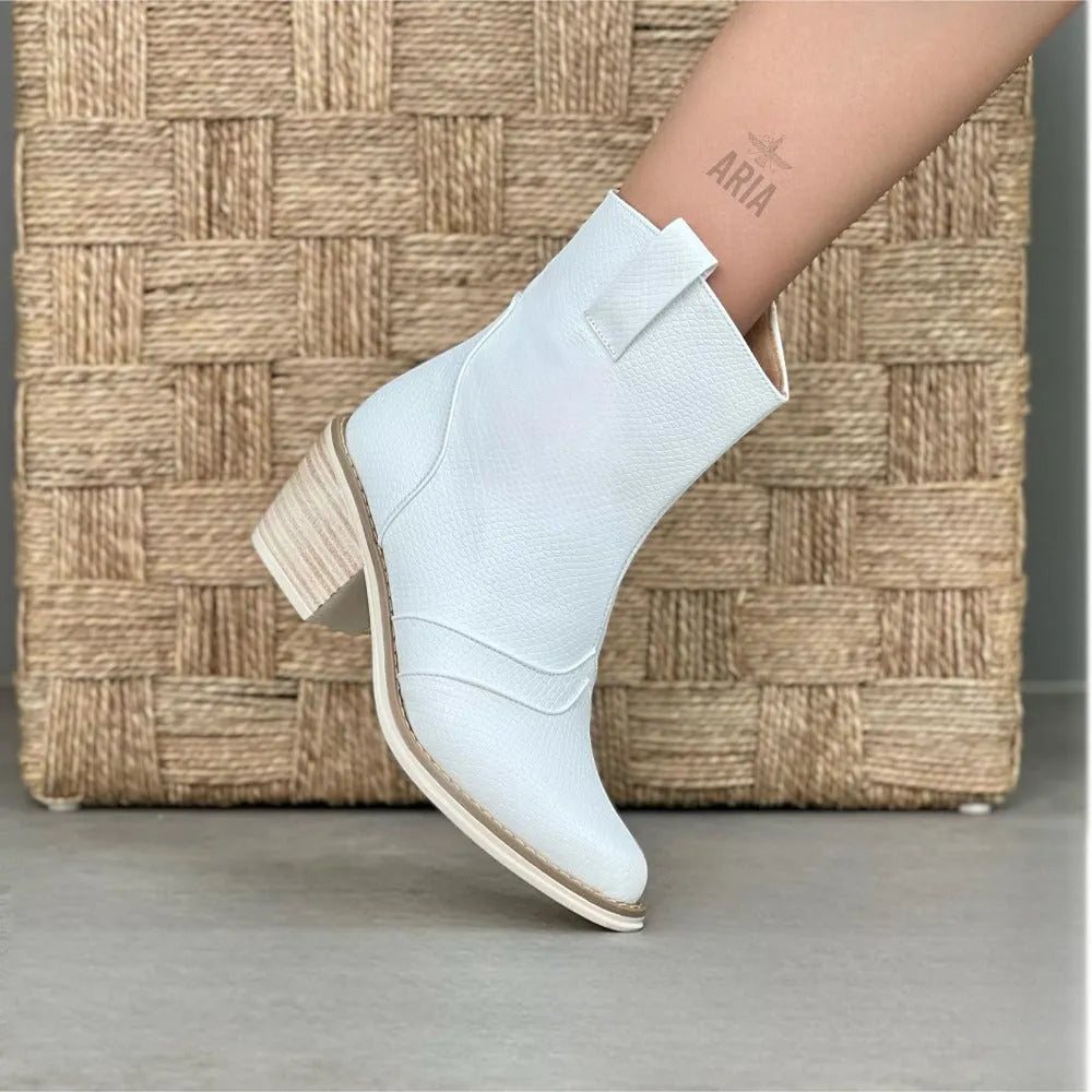 BOTIN HOUSTON BLANCO GRABADO