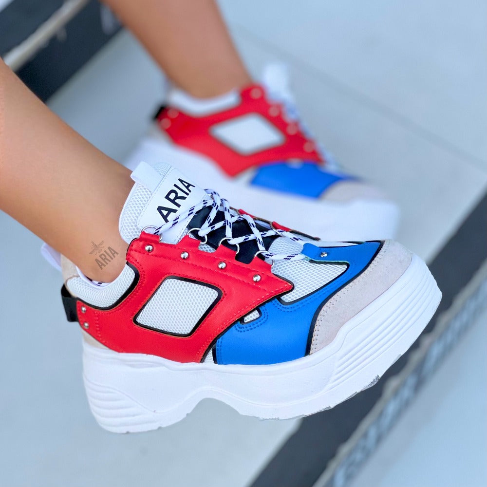 SNEAKER KEYKO BLANCO ROJO AZUL