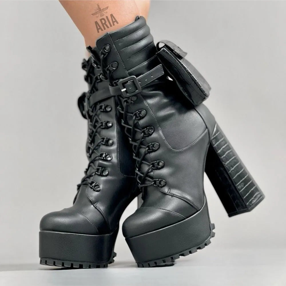 BOTA TERESA NEGRO CUERO