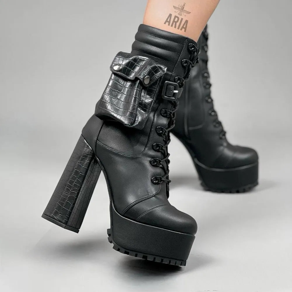 BOTA TERESA NEGRO CUERO